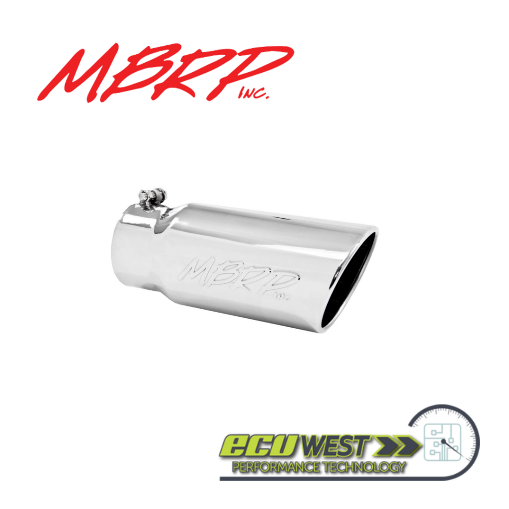 MBRP EXHAUST TIP 4" IN 5" OUT 12" ANGLE ROLLED END POLISHED STAINLESS